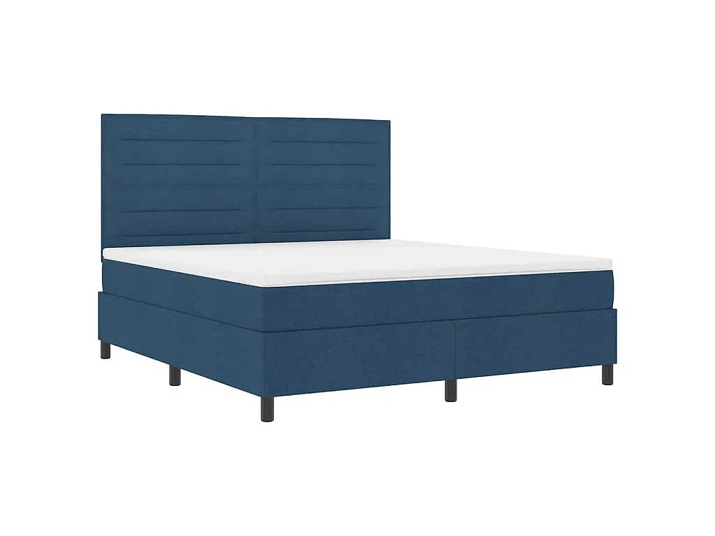 Lit à ressorts avec matelas Bleu 180 x 200 cm tissu
