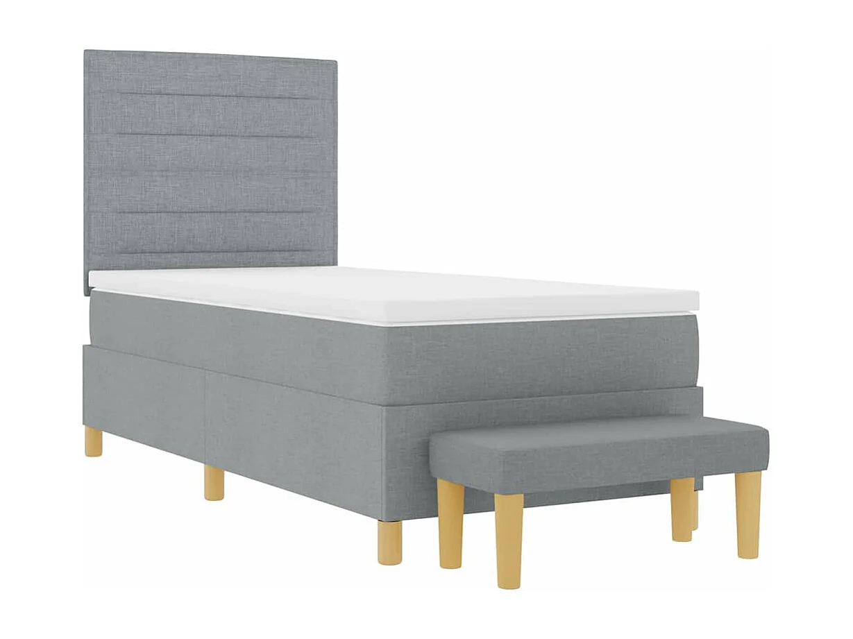 Letto a molle con materasso Grigio chiaro 90 x 200 cm Tessuto