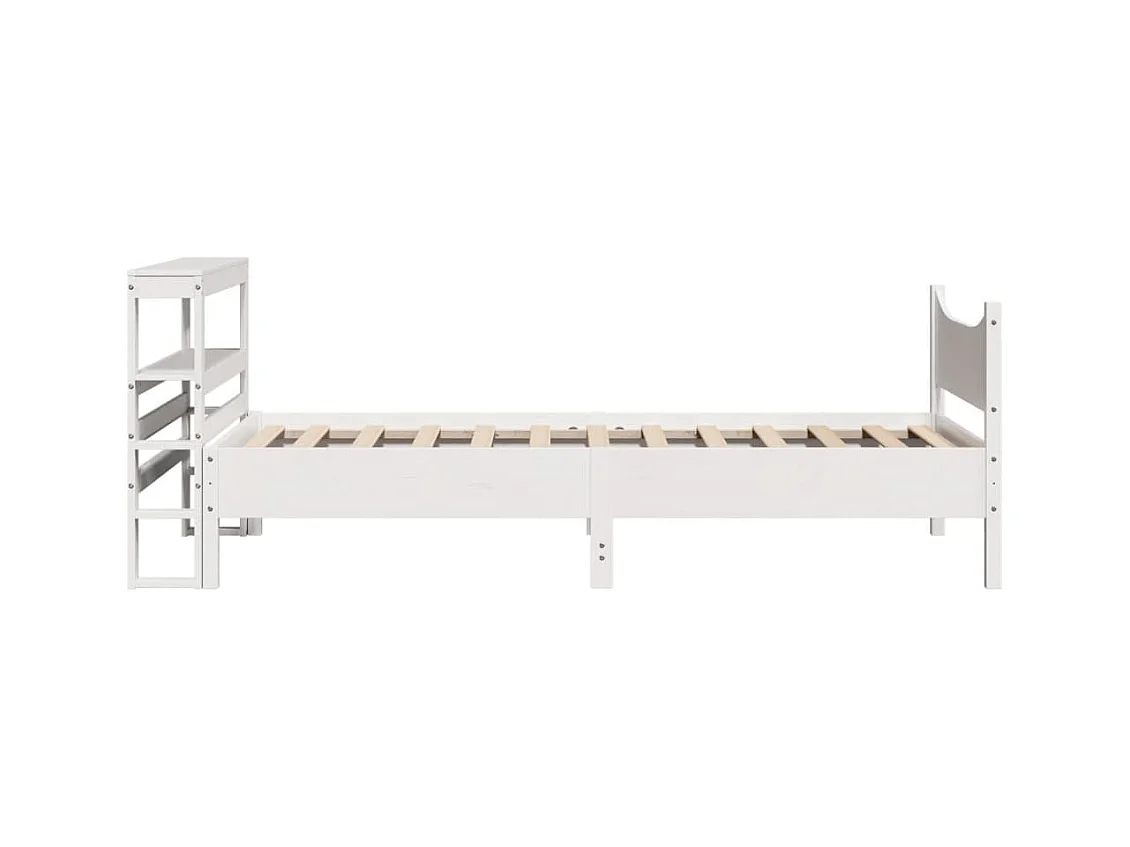 Massivholzbett mit Kopfteil Weiß 90x190 cm Kiefer