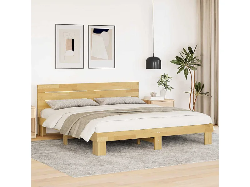 Estrutura cama cabeceira sem colchão 180x200 cm maciça carvalho