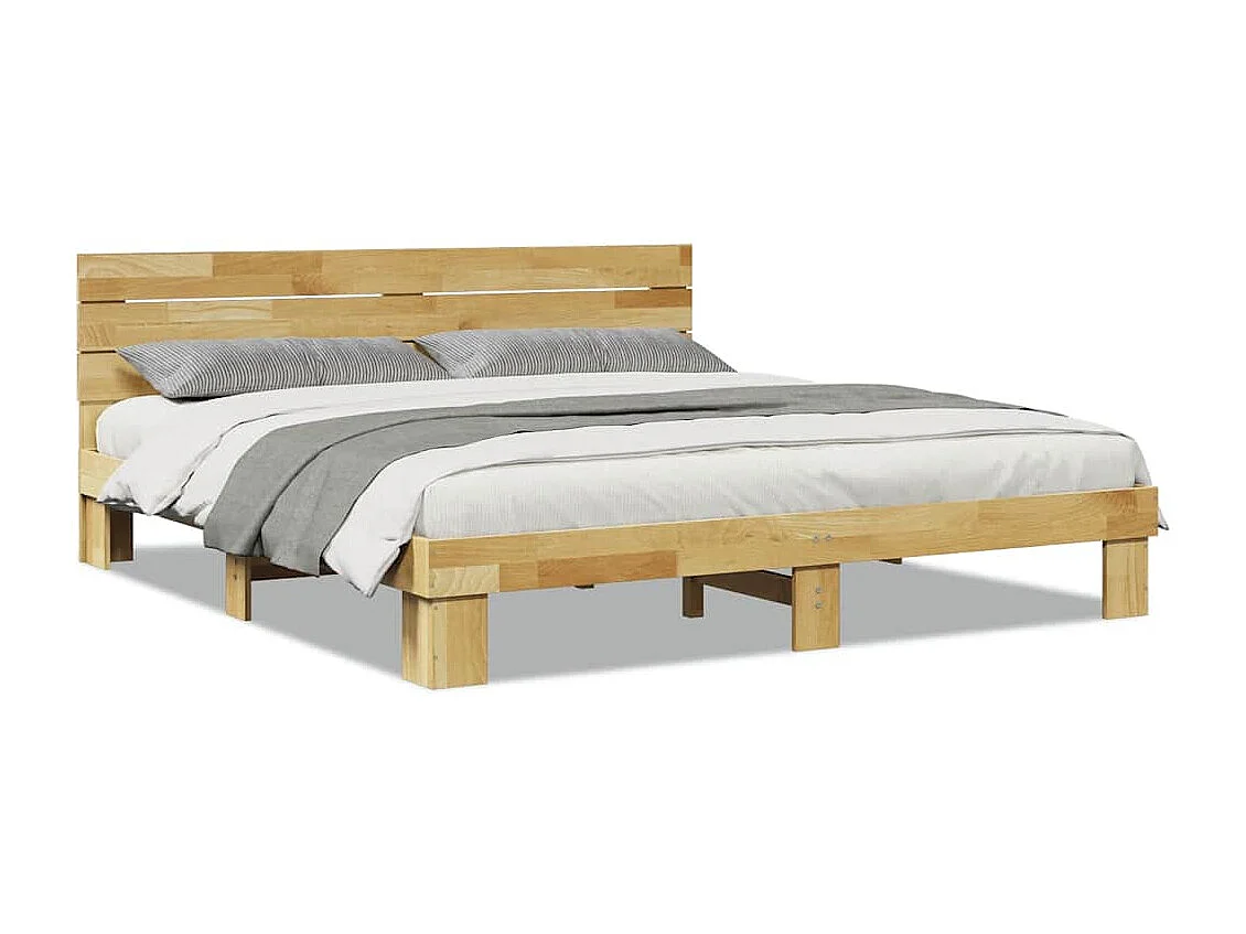 Massivholzbett mit Kopfteil ohne Matratze 180x200 cm Eichenholz
