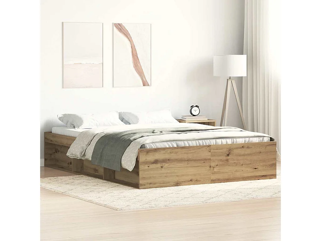 Cadre de lit sans matelas chêne artisanal 140x200 cm