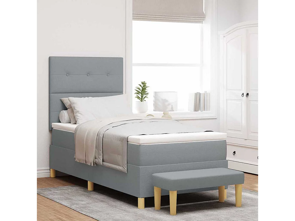 Letto a molle con materasso Grigio chiaro 90 x 200 cm Tessuto