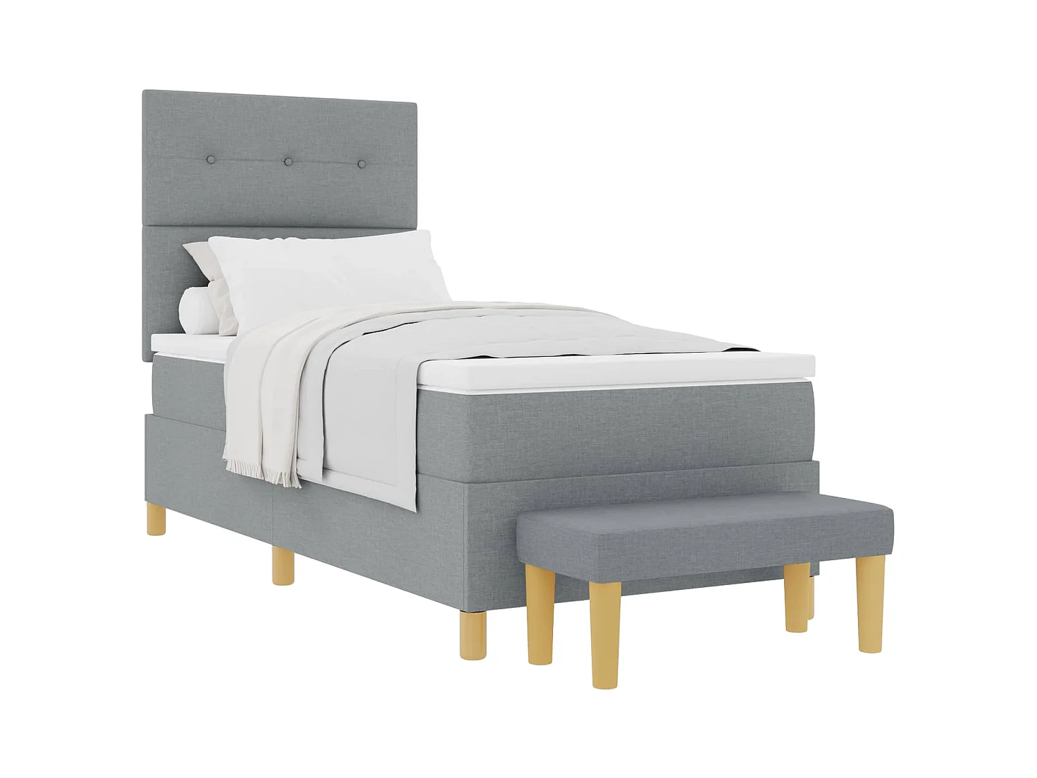Boxspring bed met hoofdeinde Lichtgrijs 200 x 90 cm Stof