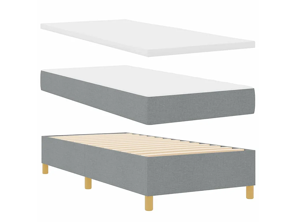 Boxspring bed met hoofdeinde Lichtgrijs 200 x 90 cm Stof