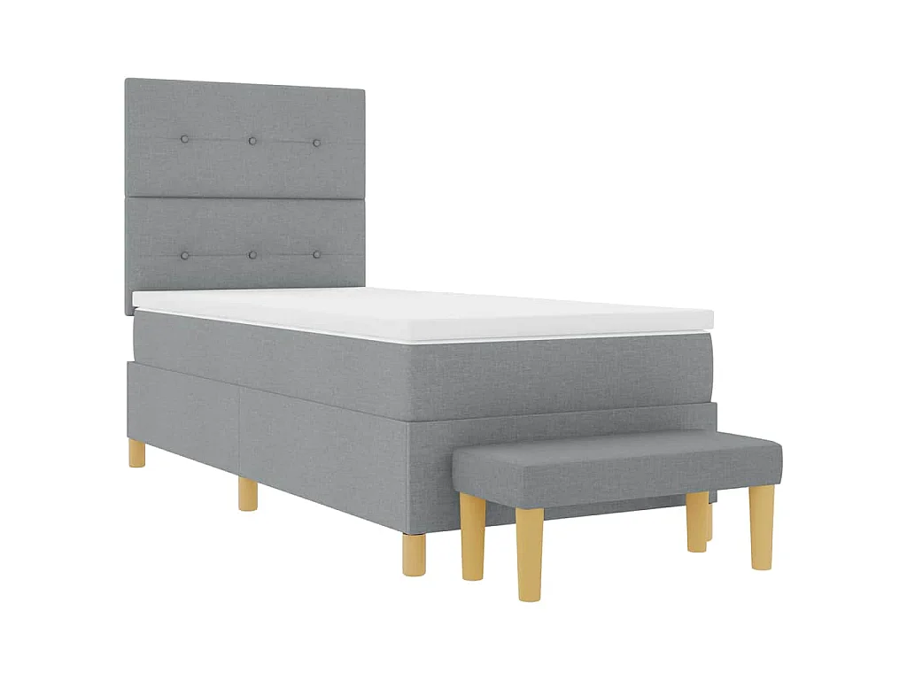 Boxspring bed met hoofdeinde Lichtgrijs 200 x 90 cm Stof