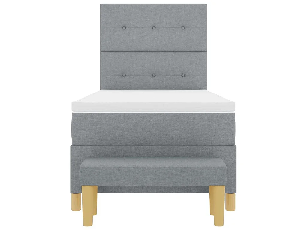 Boxspring bed met hoofdeinde Lichtgrijs 200 x 90 cm Stof