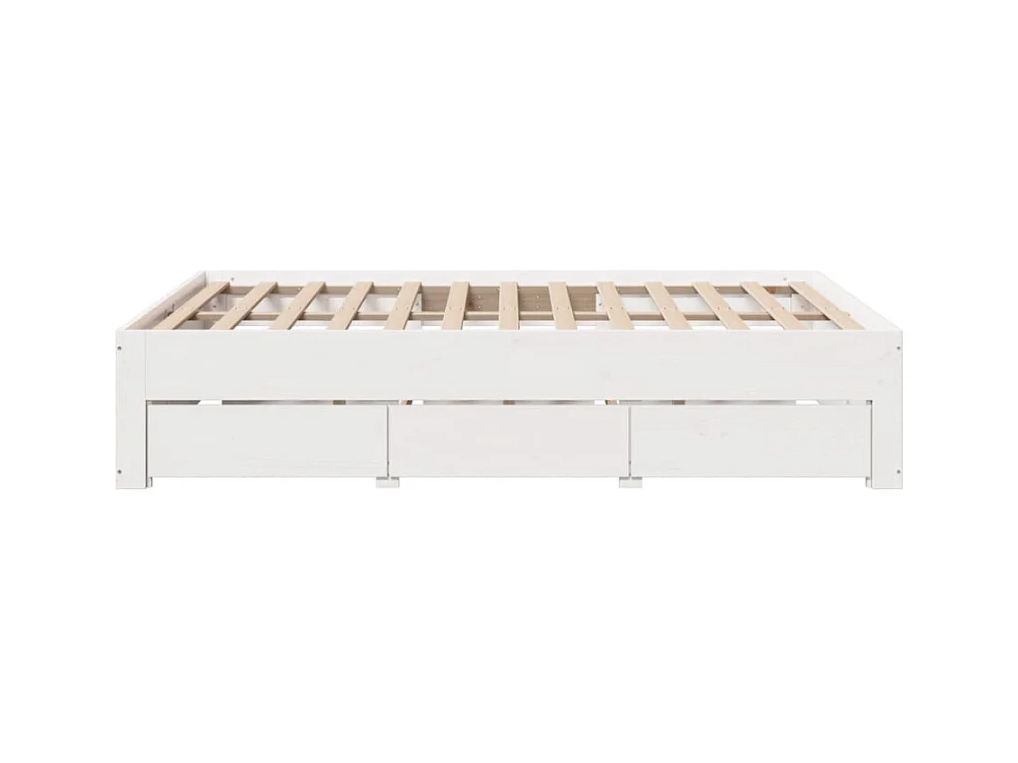 Cadre de lit sans matelas avec tiroirs blanc 140x200cm bois pin