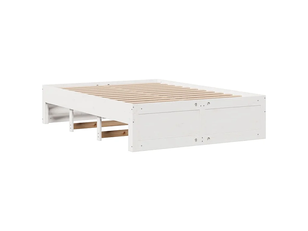 Cadre de lit sans matelas avec tiroirs blanc 140x200cm bois pin