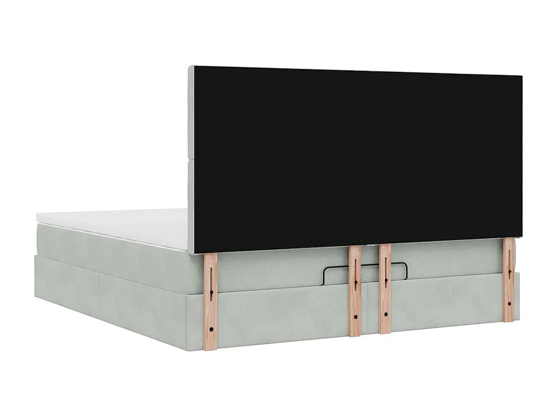 Ottoman bed met matrassen en LED's 160x200cm fluweel lichtgrijs