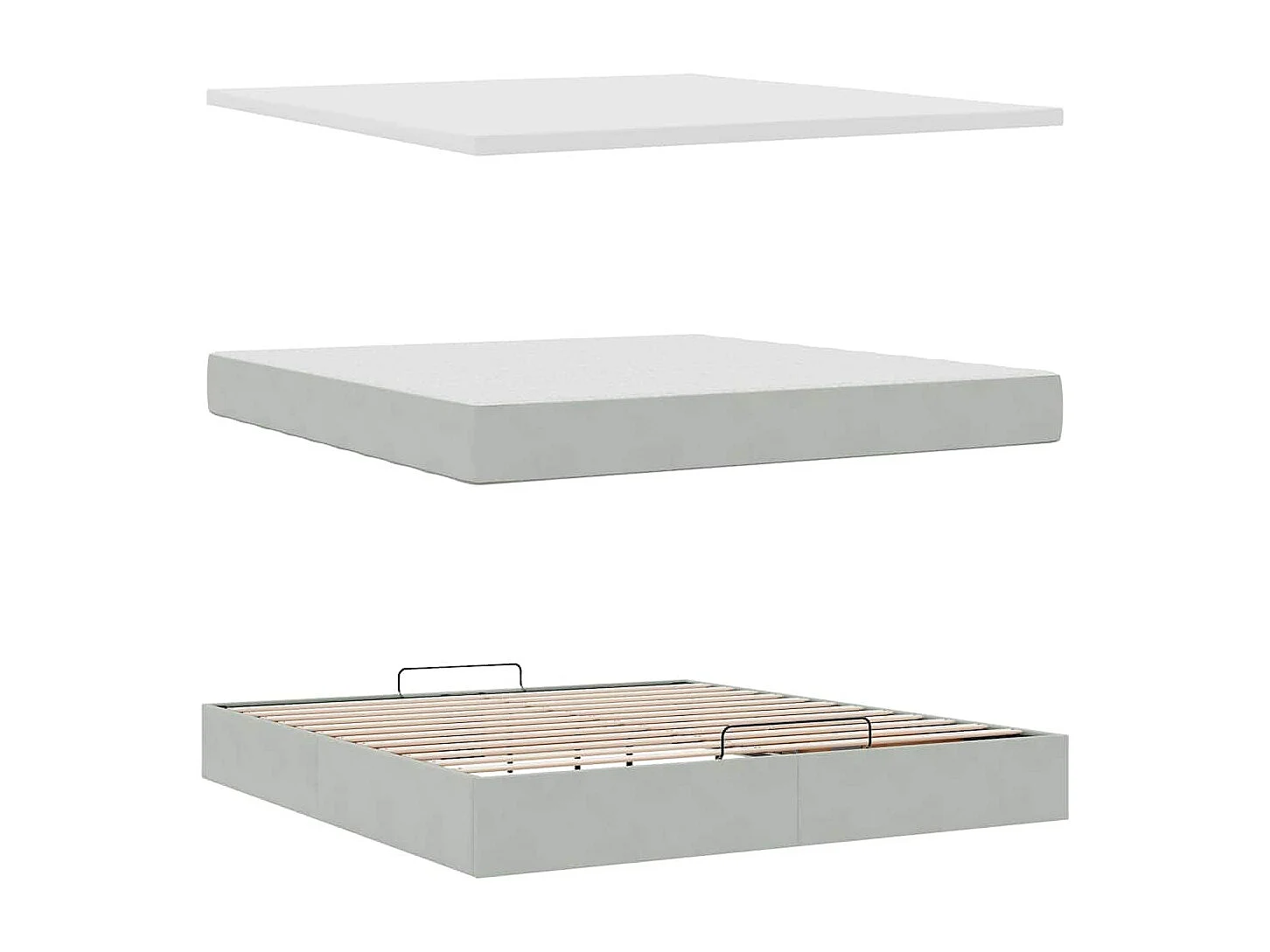 Ottoman bed met matrassen en LED's 160x200cm fluweel lichtgrijs