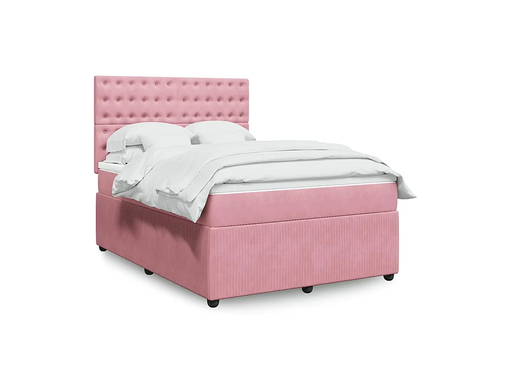 Cama com molas/colchão 140x200 cm veludo rosa