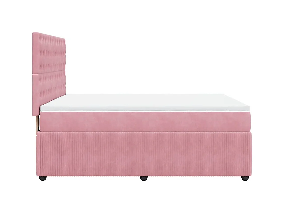 Boxspringbett mit Matratze Rosa 140x200 cm Samt