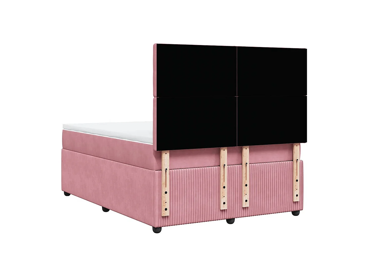 Boxspring met matras fluweel roze 140x200 cm