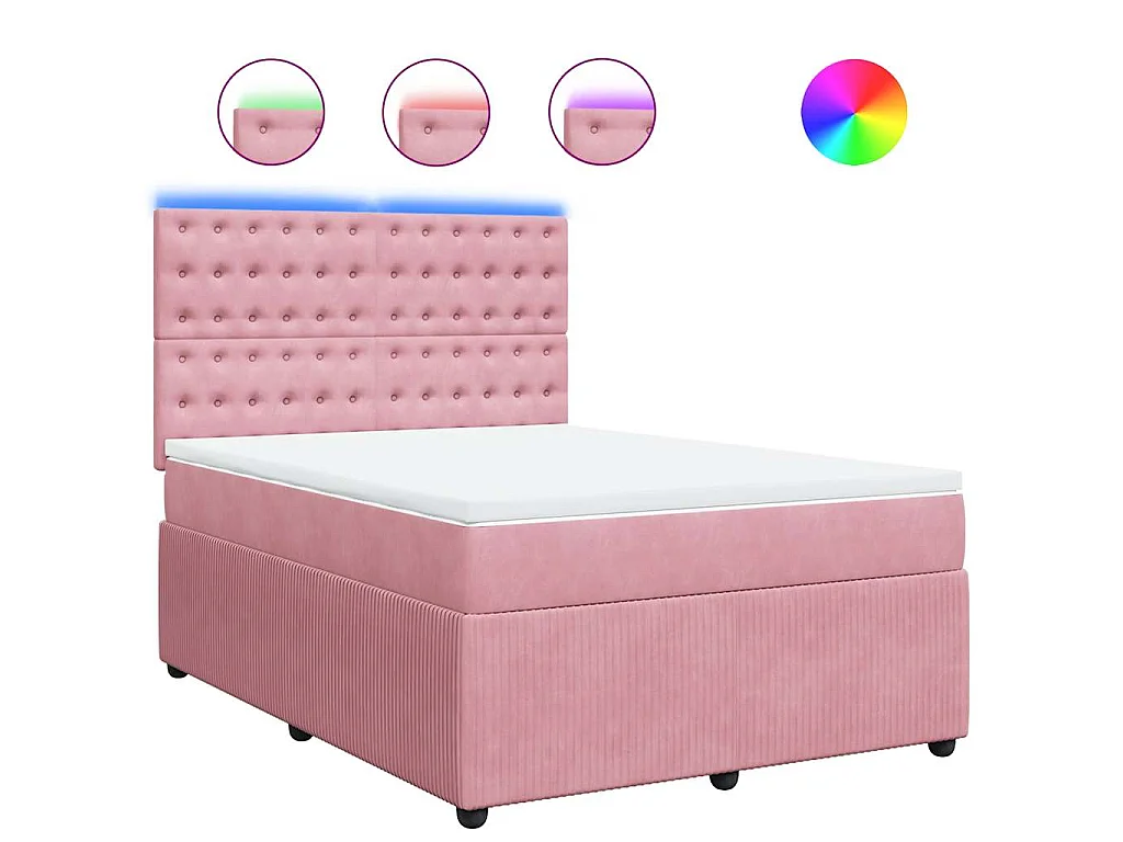Boxspringbett mit Matratze Rosa 140x200 cm Samt