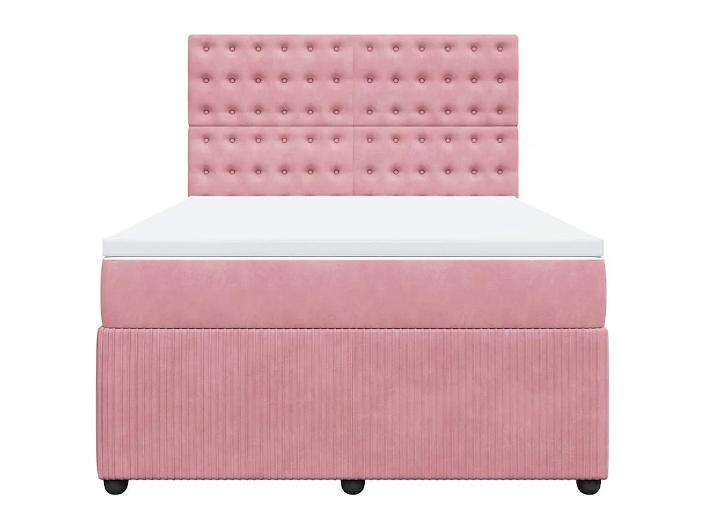 Boxspringbett mit Matratze Rosa 140x200 cm Samt