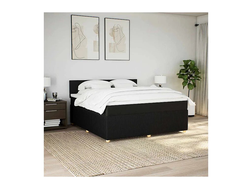 Boxspring met matras stof zwart 180x200 cm