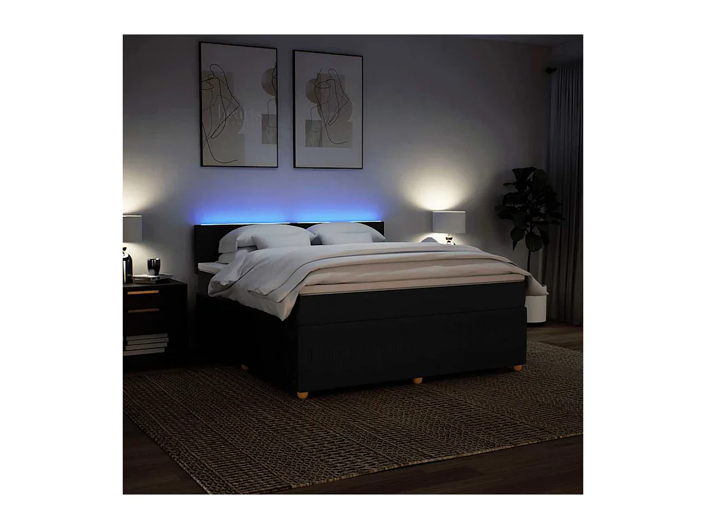 Boxspring met matras stof zwart 180x200 cm