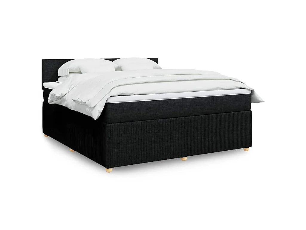 Sommier à lattes de lit avec matelas Noir 180x200 cm Tissu