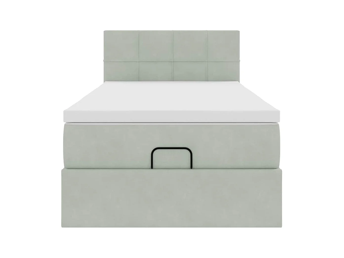 Estrutura cama otomana colchão 90x200 cm veludo cinzento claro