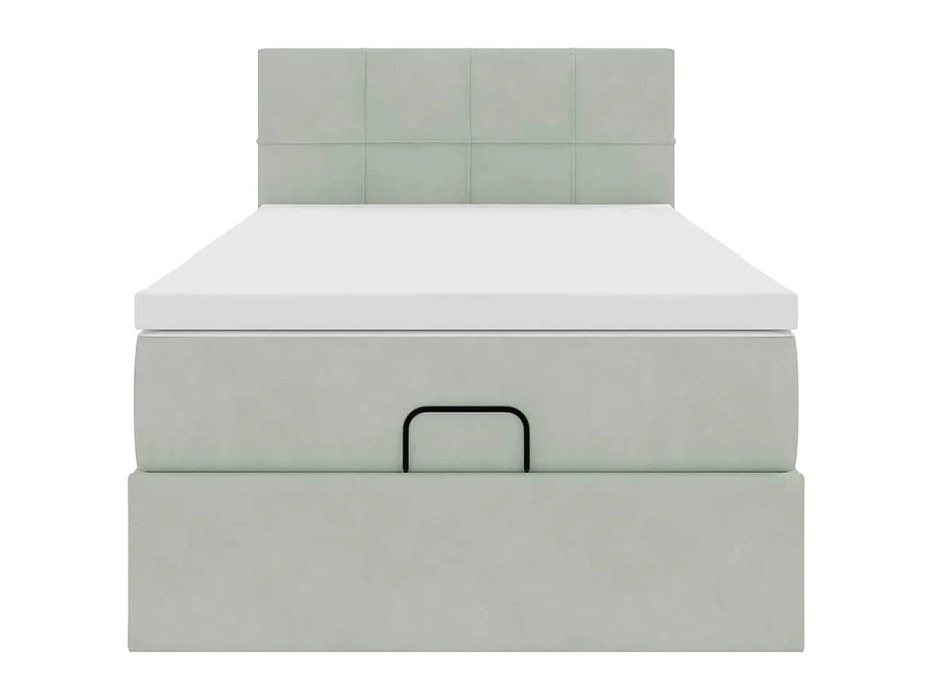 Ottoman-Bett mit Matratze Hellgrau 90x200 cm Samt