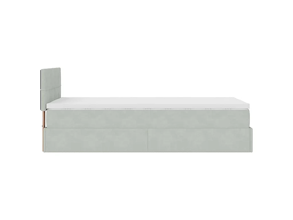 Ottoman-Bett mit Matratze Hellgrau 90x200 cm Samt