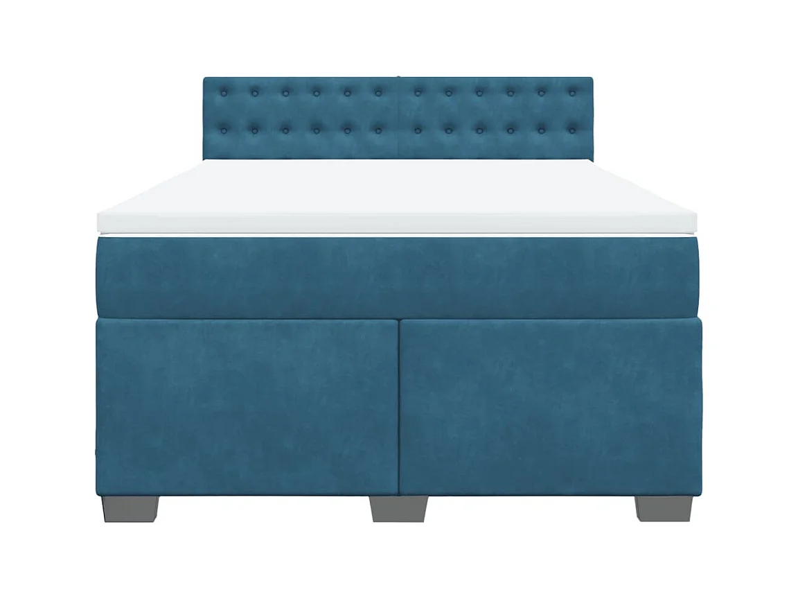 Sommier à lattes de lit et matelas Bleu foncé 140x190cm Velours