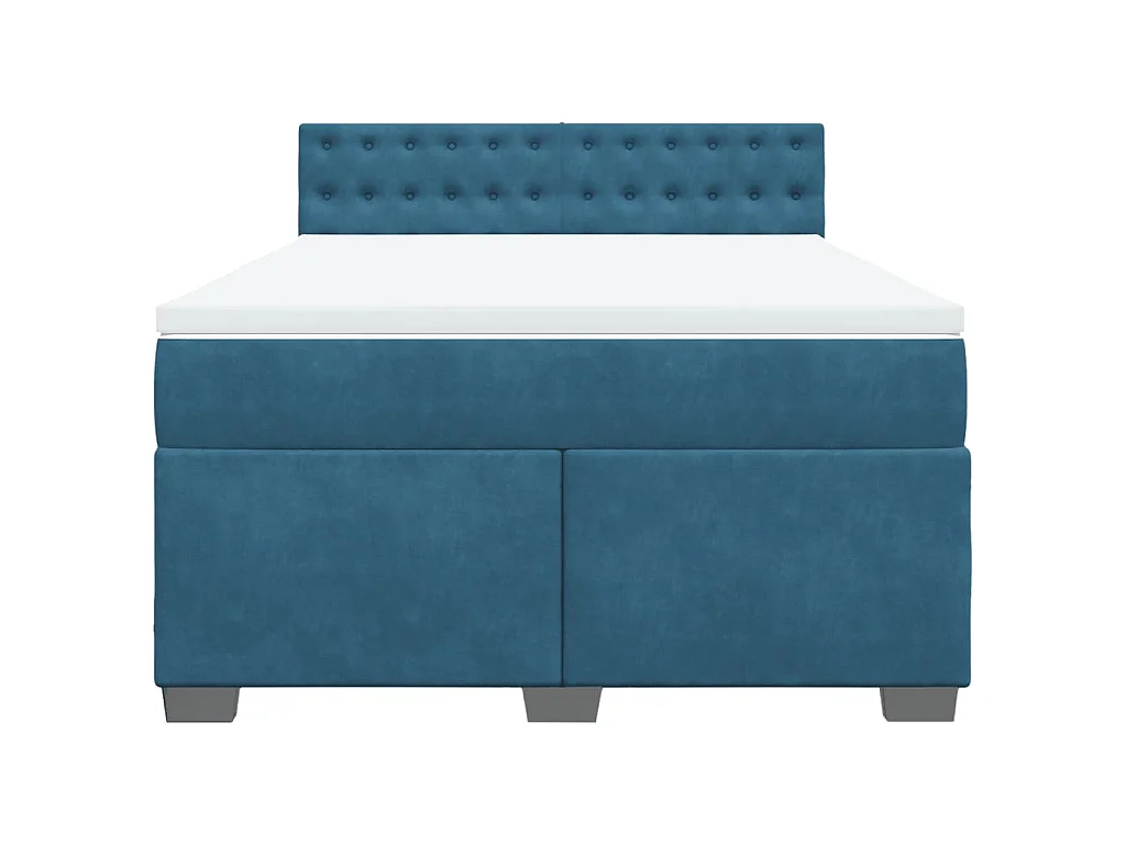 Giroletto a Molle con Materasso Blu Scuro 140x190 cm in Velluto