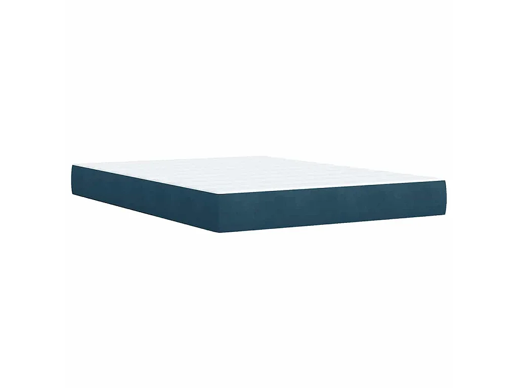 Giroletto a Molle con Materasso Blu Scuro 140x190 cm in Velluto