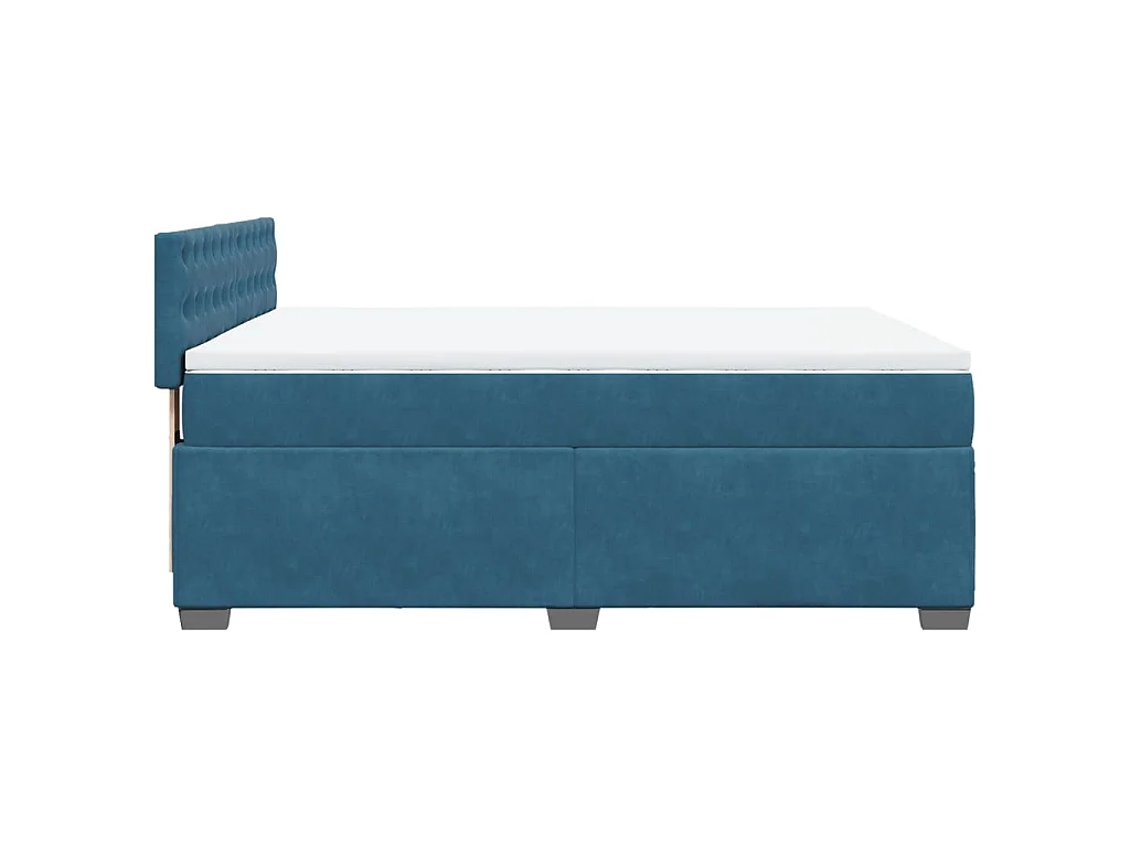 Giroletto a Molle con Materasso Blu Scuro 140x190 cm in Velluto