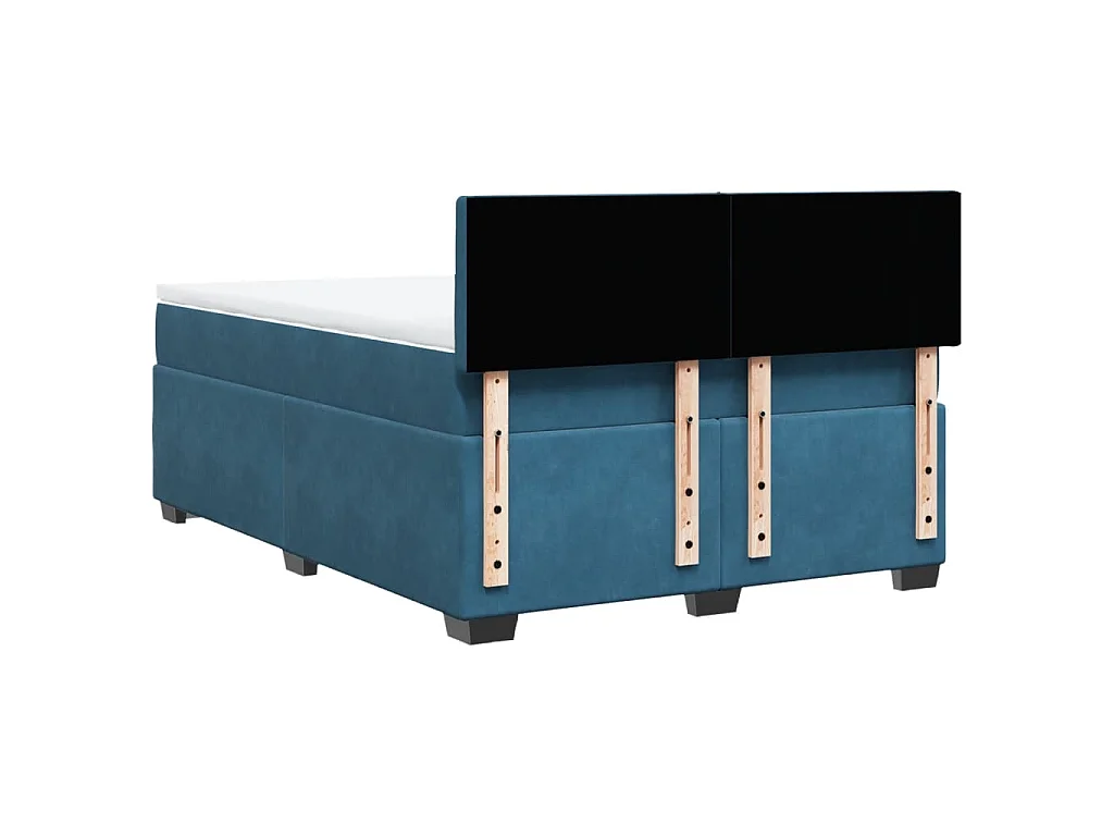 Giroletto a Molle con Materasso Blu Scuro 140x190 cm in Velluto