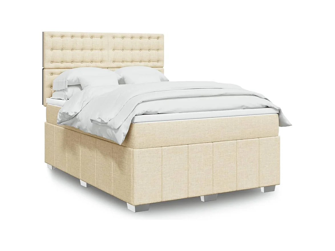 Giroletto a Molle con Materasso Crema 140x200 cm in Tessuto