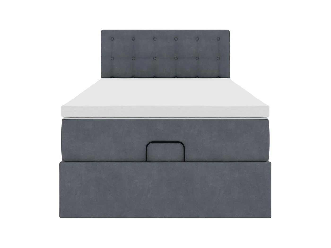 Cadre de lit ottoman avec matelas gris foncé 100x200 cm velours