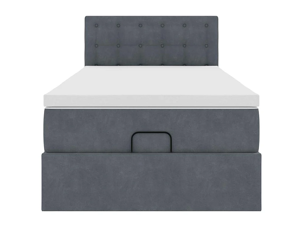 moldura de cama otomana  com colchão cinza escuro veludo