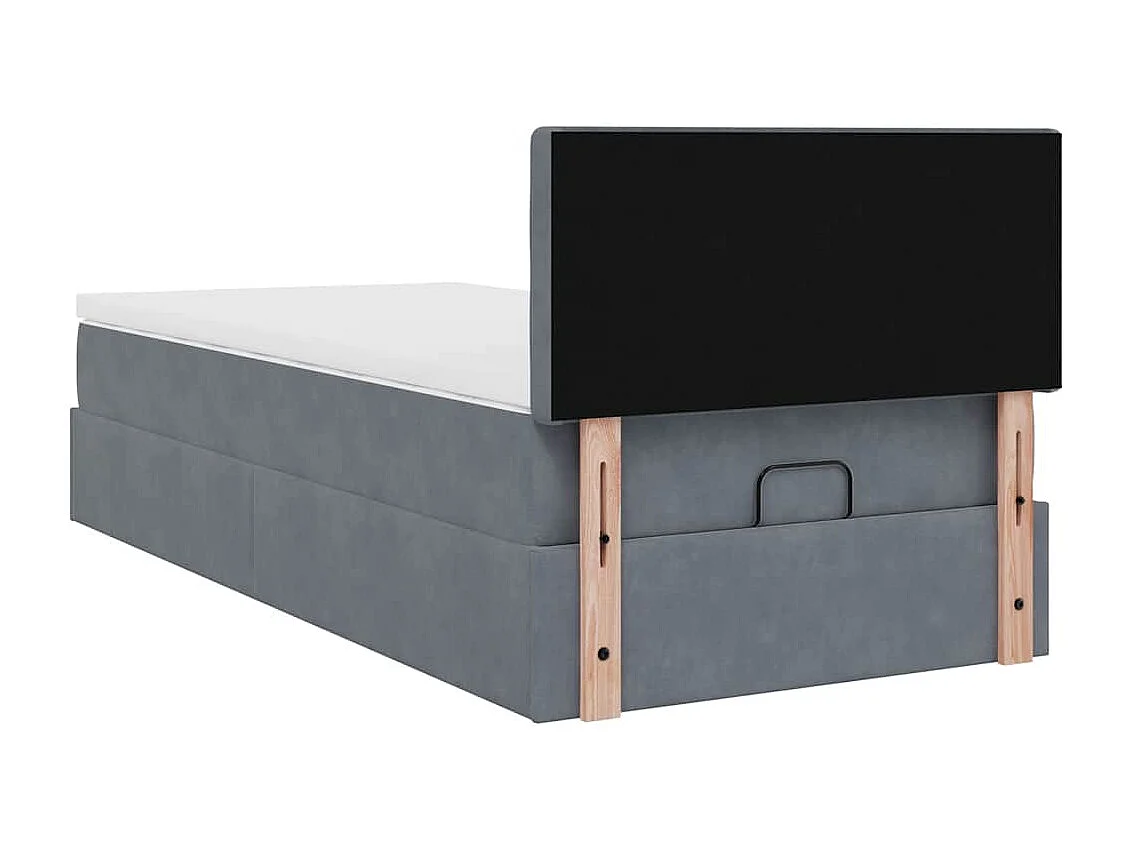 moldura de cama otomana  com colchão cinza escuro veludo