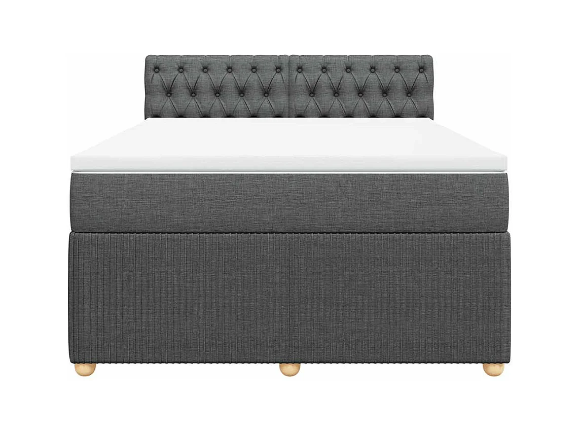 Giroletto a Molle con Materasso Grigio Scuro 140x190 cm Tessuto