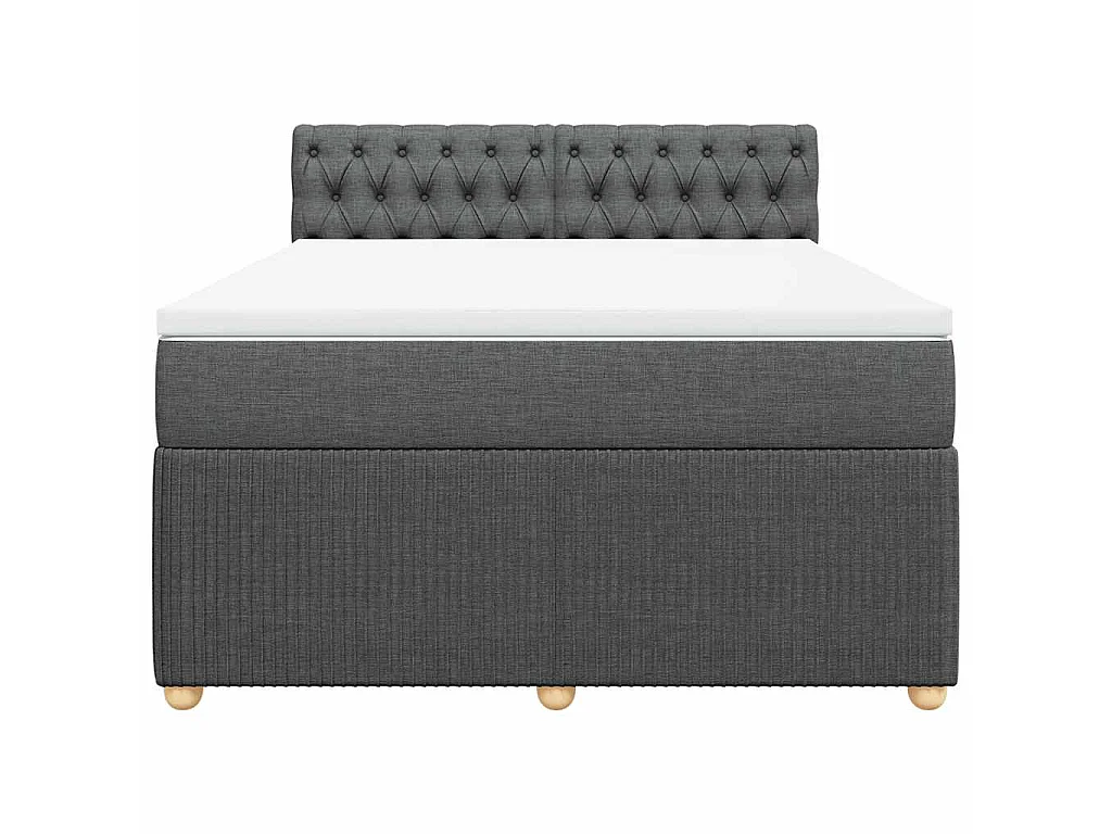 Sommier à lattes de lit avec matelas Gris foncé 140x190cm Tissu
