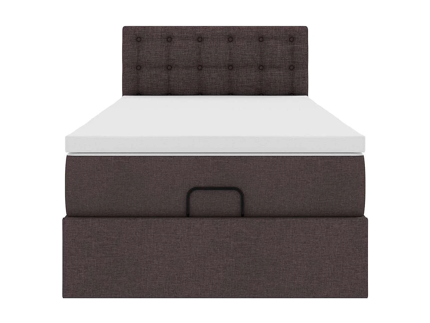 Pouf Letto con Materasso e LED Marrone Scuro 90x200 cm Tessuto