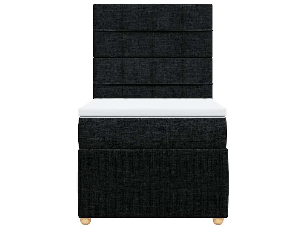 Cama box spring con colchón tela negro 90x200 cm