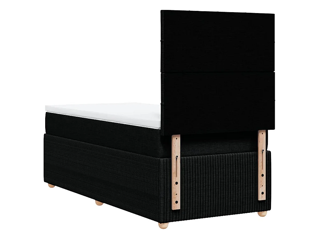 Cama box spring con colchón tela negro 90x200 cm