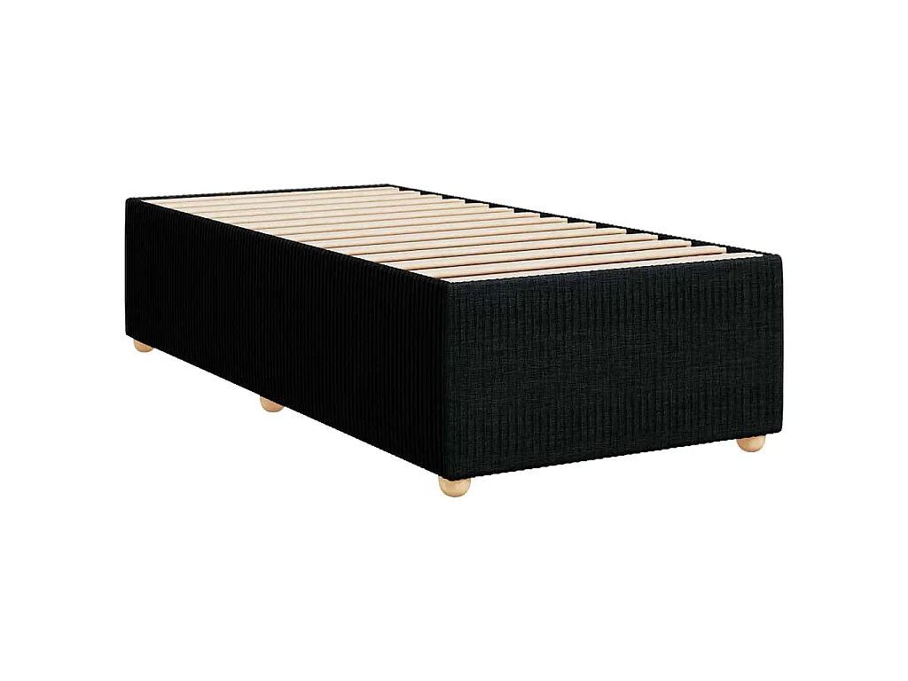 Cama box spring con colchón tela negro 90x200 cm