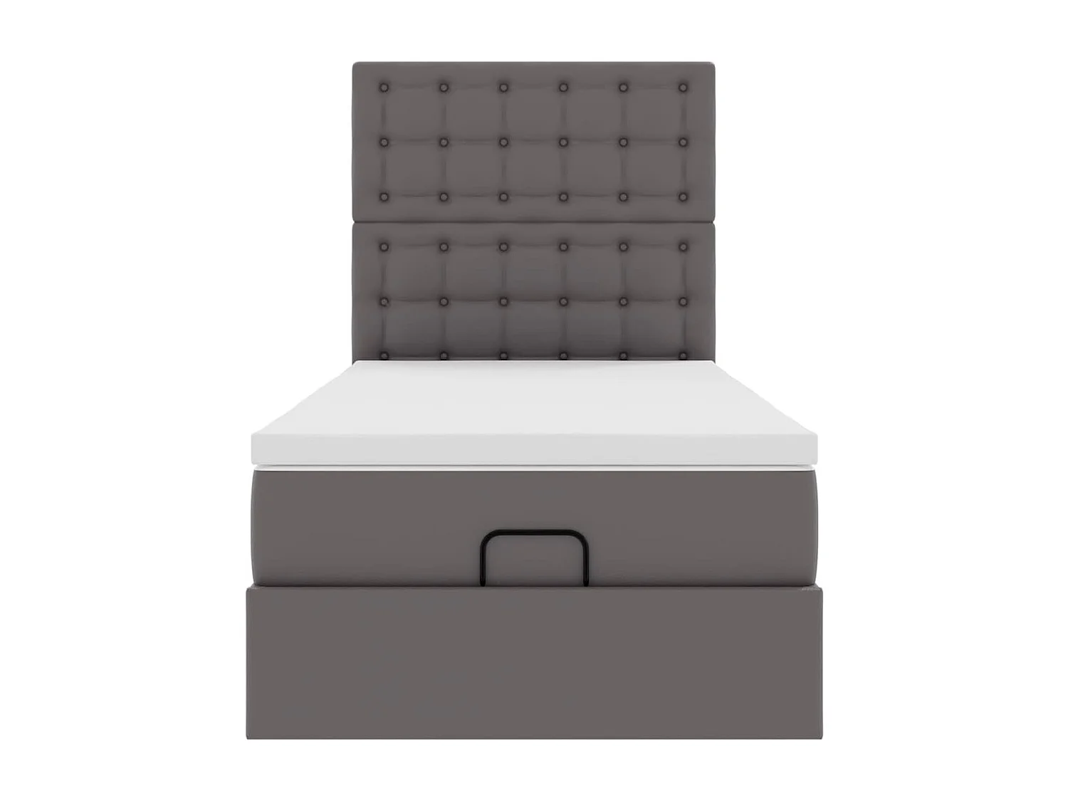 Cadre de lit ottoman avec matelas gris 90x200 cm similicuir