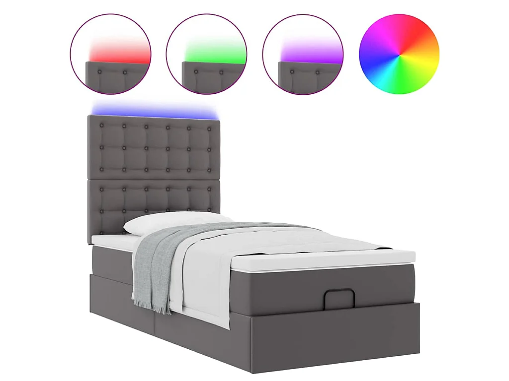 moldura de cama síriaXL otomana com colchão cinza 90x200cm couro falso