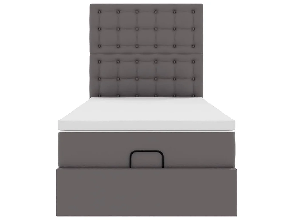moldura de cama síriaXL otomana com colchão cinza 90x200cm couro falso