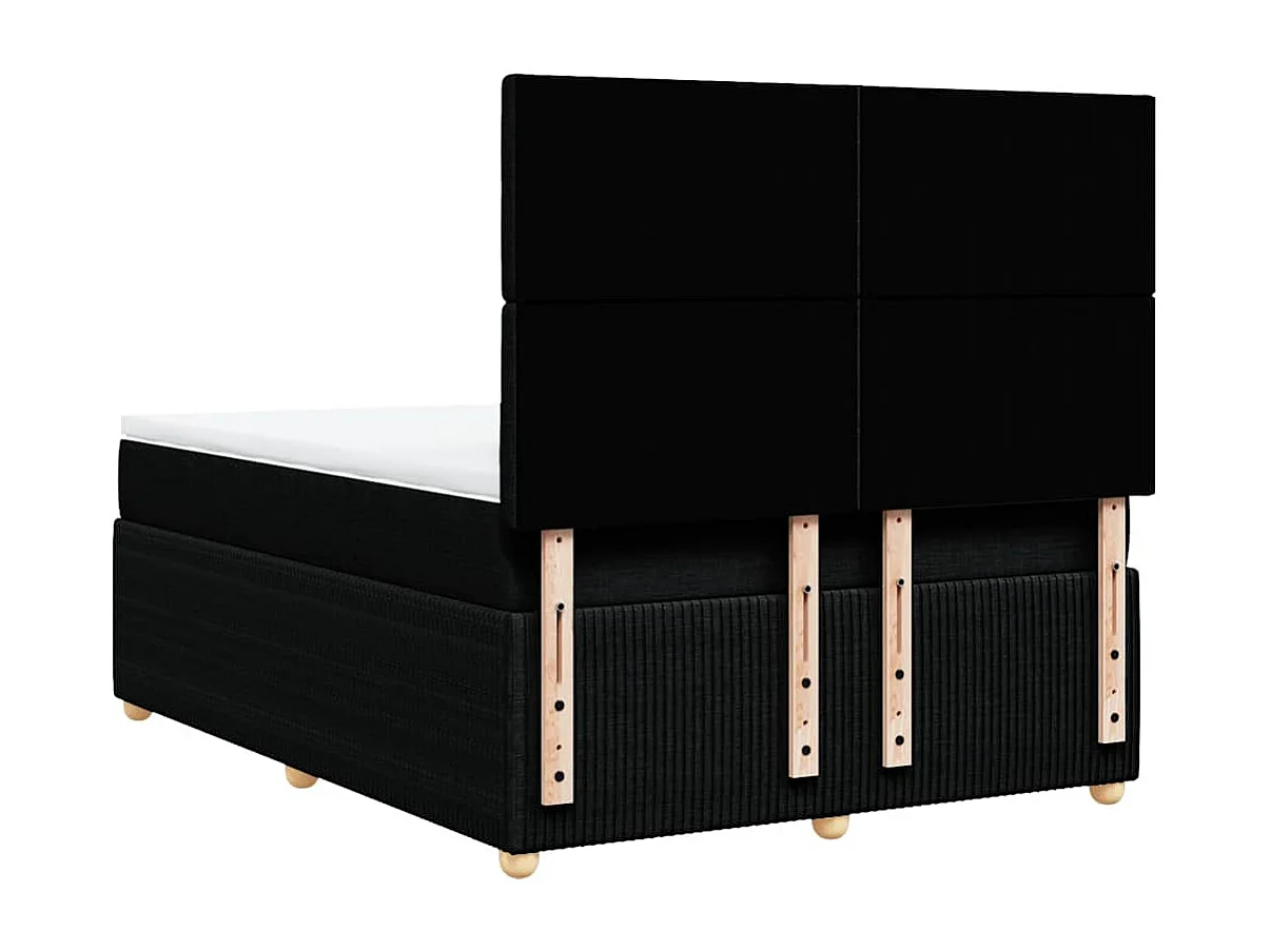 Sommier à lattes de lit avec matelas Noir 160x200 cm Tissu