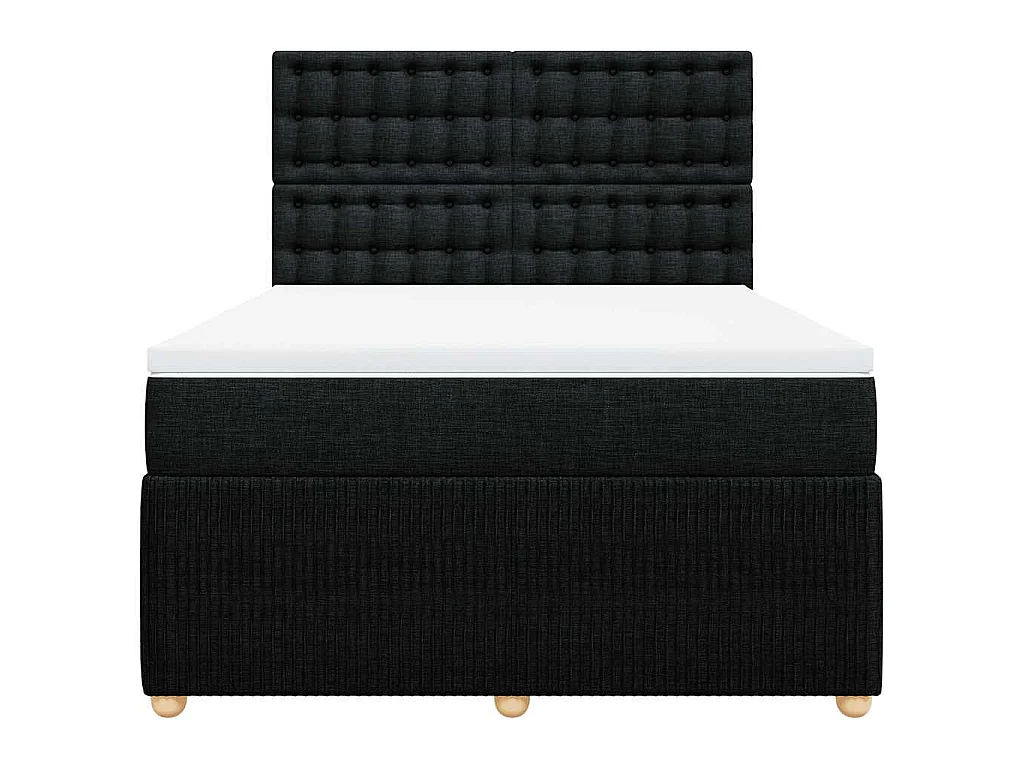 Giroletto a Molle con Materasso Nero 160x200 cm in Tessuto