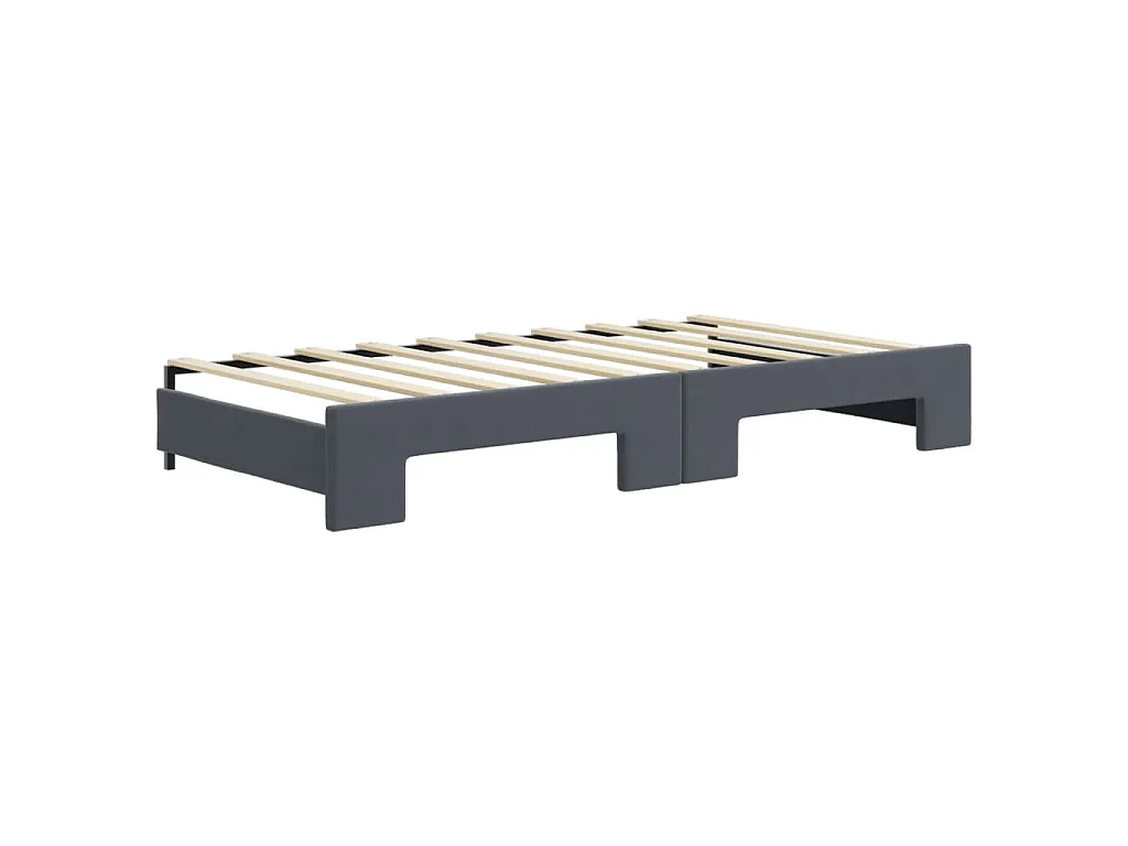 Sofá-cama c/ gavetão e colchões 90x190cm veludo cinzento-escuro