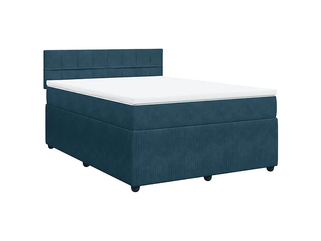 Boxspring met matras fluweel blauw 140x190 cm