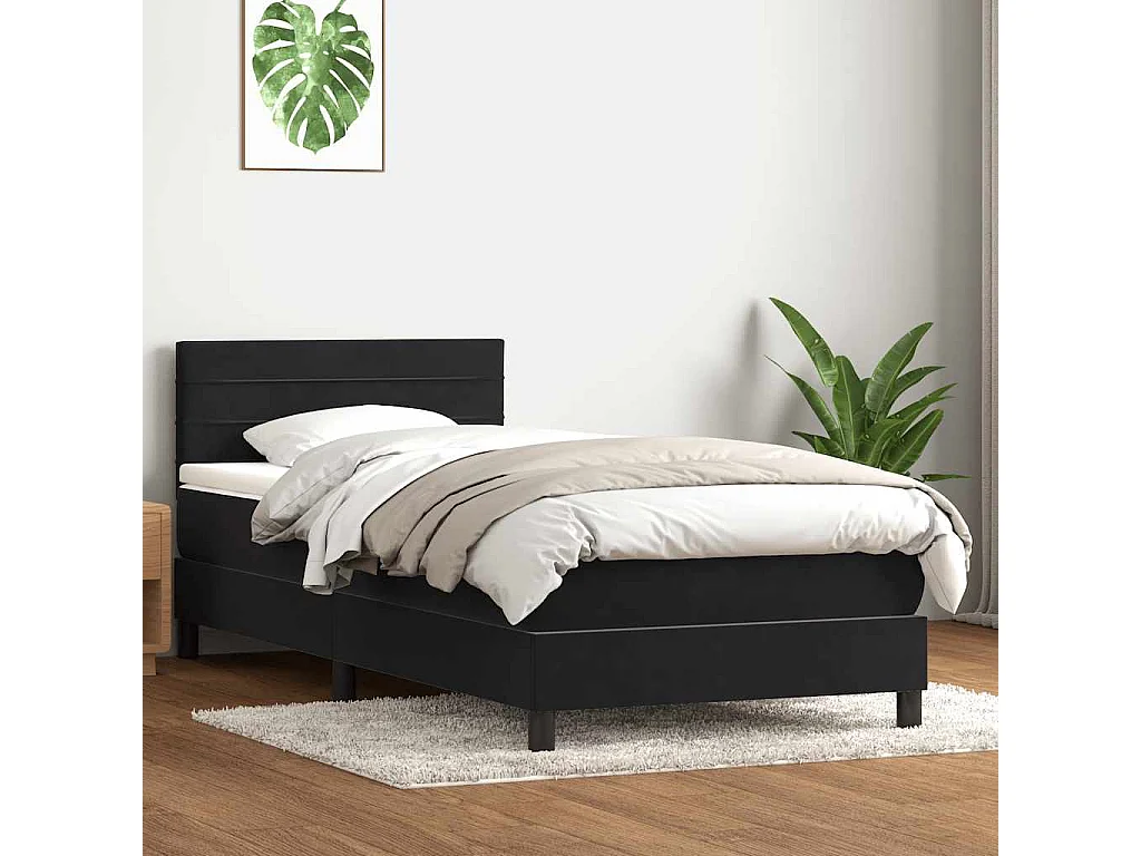 Boxspringbett mit Matratze Schwarz 90x210 cm Samt