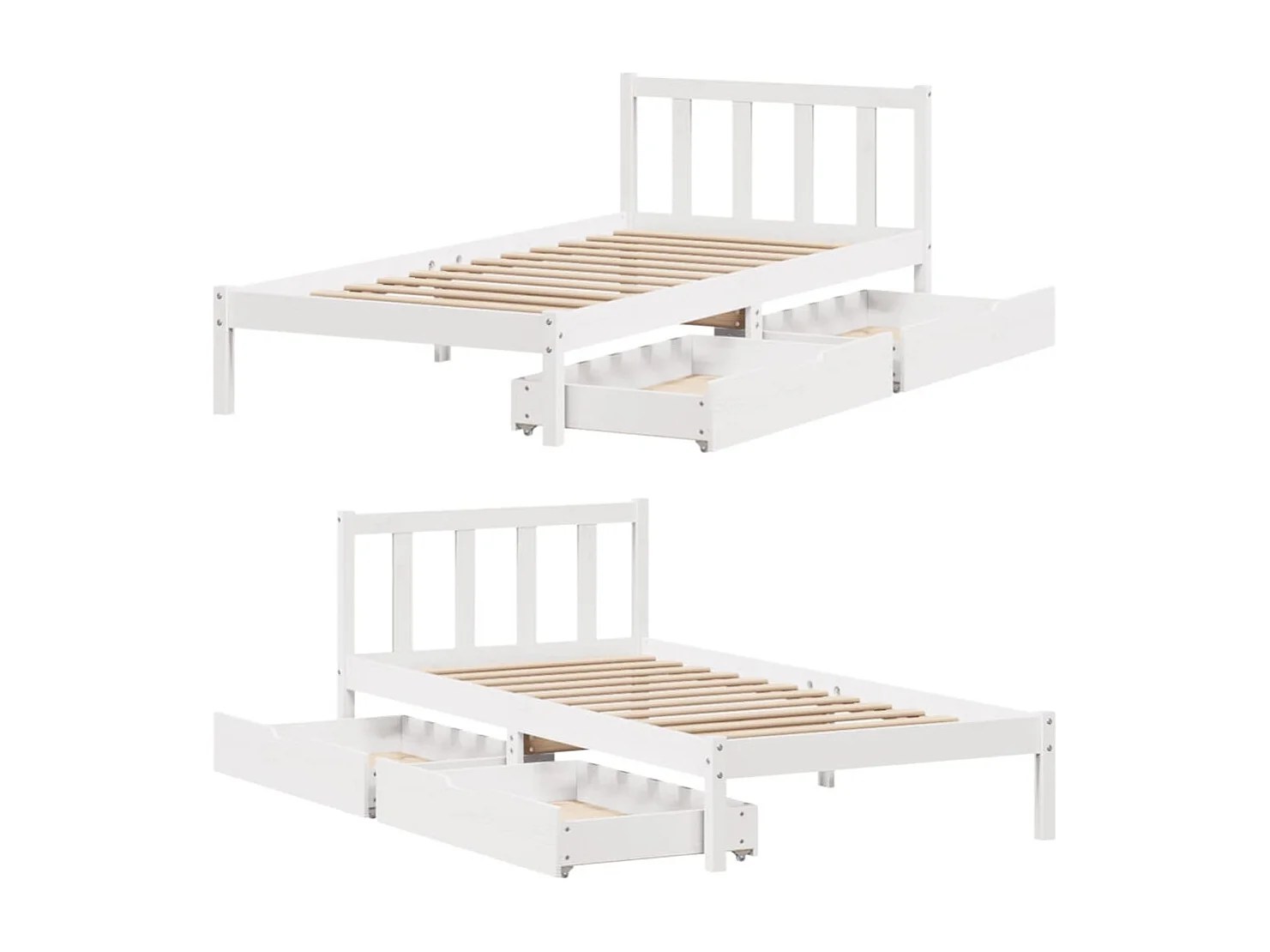 Cadre de lit sans matelas blanc 90x190 cm bois de pin massif